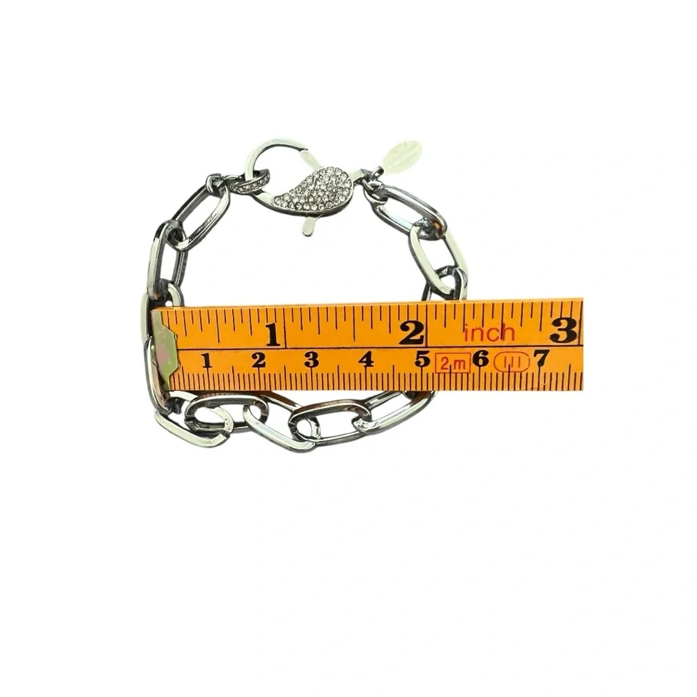Express silver tone chain link bracelet.